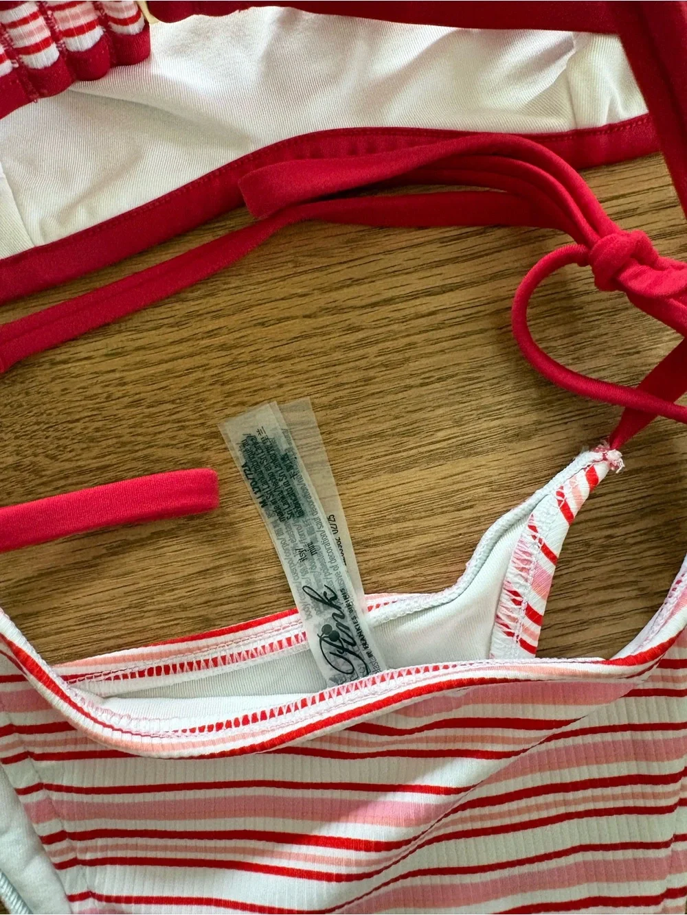 Frankie's Bikinis Red and White Striped Tie-Side Bikini